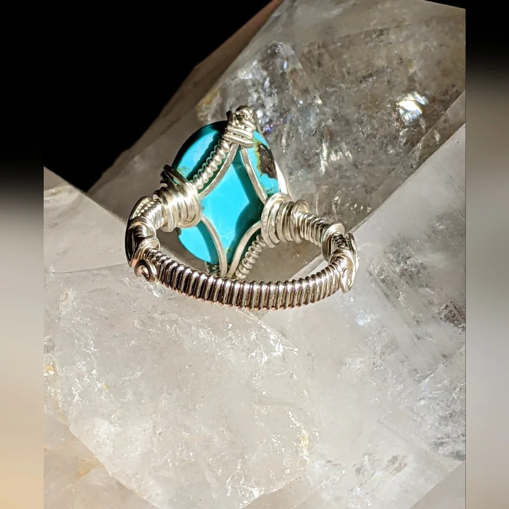 Sterling Silver Ring- Artisan- Genuine Turquoise- Southwestern Blue - Picture 11 of 15
